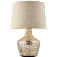 Loops Modern Table Lamp Hammered Pearl Ombre & White Linen Shade Feature Bedside Light