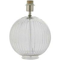 Loops Round Textured Table Lamp Base Clear Ribbed Glass & Nickel Classic Globe Bulb in Metallics