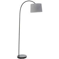Loops 1.6m Curved Floor Lamp Matt Black & Grey Shade Free Standing Living Room Light