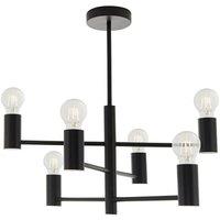 Loops Semi Flush Ceiling Lamp Matt Black 6x Bulb Multi Light Industrial Urban Pendant
