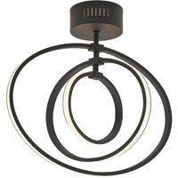 Loops LED Semi Flush Ceiling Light 21W Warm White Matt Black Hoop Ring Feature Strip