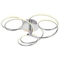 Loops LED Semi Flush Ceiling Light 48W Warm White Chrome Infinity Hoop Strip Feature