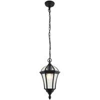 Loops IP44 Outdoor Hanging Pendant Porch Light Traditional Black & Glass Lantern Lamp
