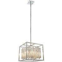 Loops Hanging Ceiling Pendant Light Chrome & Crystal Gorgeous Modern Square Box Shade