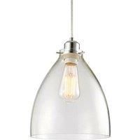 Loops Hanging Ceiling Pendant Light Shade Clear Glass & Chrome Slim Round Dome Bowl