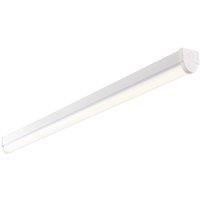 Loops 5ft Emergency Batten Light Fitting - 41W Cool White LED - Gloss White & Opal