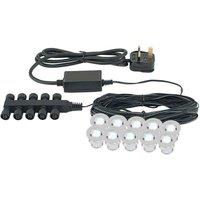 Loops IP67 Decking Plinth Light Kit 10x 0.45W Daylight White Round Lamps Outdoor Rated