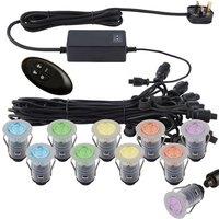 Loops IP67 Decking Plinth Light Kit 10x 45mm RGB Colour Changing Lamps Outdoor Rated