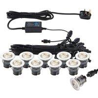 Loops IP67 Decking Plinth Light Kit 10x 35mm Colour Changing White Lamps Outdoor Rated
