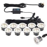 Loops IP67 Decking Plinth Light Kit 10x 45mm Colour Changing White Lamps Outdoor Rated