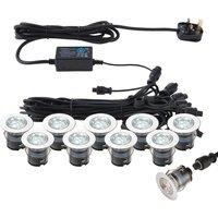 Loops IP67 Outdoor Decking Plinth Lights 10x 35mm Colour Changing Daylight Blue Lamp