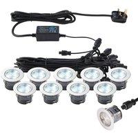 Loops IP67 Outdoor Decking Plinth Lights 10x 45mm Colour Changing Daylight Blue Lamp