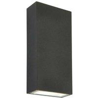 Loops IP44 Outdoor Up & Down Wall Light Dark Anthracite Grey 5W Cool White LED Accent