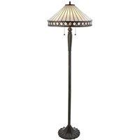 Loops 1.5m Tiffany Twin Floor Lamp Dark Bronze & Stained Glass Simple Shade i00015 in Clear