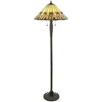 Loops 1.6m Tiffany Twin Floor Lamp Dark Bronze & Amber Stained Glass Shade i00017 in Clear
