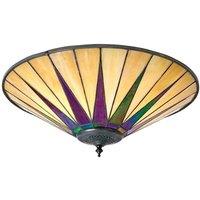 Loops Tiffany Glass Semi Flush Ceiling Light Large Round Cream Inverted Shade i00041 in Clear