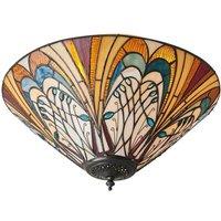 Loops Tiffany Glass Flush Ceiling Light - French Style Design - Dimmable LED Lamp in Clear