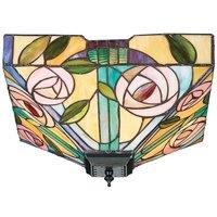 Loops Tiffany Glass Semi Flush Ceiling Light Pink Rose Inverted Square Shade i00063 in Clear
