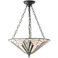 Loops Tiffany Glass Hanging Ceiling Pendant Light Dark Bronze 3 Lamp Shade i00075 in Clear
