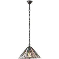 Loops Tiffany Glass Hanging Ceiling Pendant Light Bronze Chain Deco Lamp Shade i00076 in Clear
