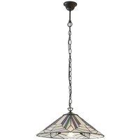 Loops Tiffany Glass Hanging Ceiling Pendant Light Bronze Chain Deco Lamp Shade i00077 in Clear