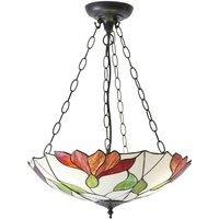 Loops Tiffany Glass 3 Light Pendant - Modern Floral Design - Dark Bronze Finish in Clear