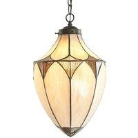 Loops Tiffany Glass Hanging Ceiling Pendant Light Dark Bronze Cream Lamp Shade i00082 in Clear