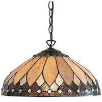 Loops Tiffany Glass Hanging Ceiling Pendant Light Dark Bronze 400mm Lamp Shade i00085 in Clear