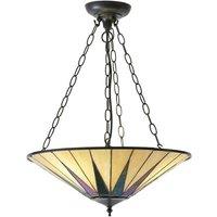 Loops Tiffany Glass Hanging Ceiling Pendant Light Dark Bronze 3 Lamp Shade i00096 in Clear