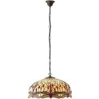 Loops Tiffany Glass Hanging Ceiling Pendant Light Bronze Chain Dragonfly Shade i00104 in Clear