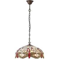 Loops Tiffany Glass Hanging Ceiling Pendant Light Bronze Chain Dragonfly Shade i00106 in Clear