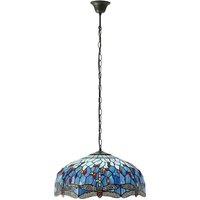 Loops Tiffany Glass Hanging Ceiling Pendant Light Blue Dragonfly 3 Lamp Shade i00110 in Clear