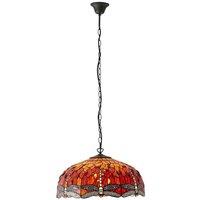 Loops Tiffany Glass Hanging Ceiling Pendant Light Orange Dragonfly 3 Lamp Shade i00113
