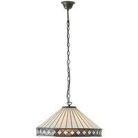 Loops Tiffany Glass Hanging Ceiling Pendant Light Bronze & Natural Simple Shade i00116 in Clear