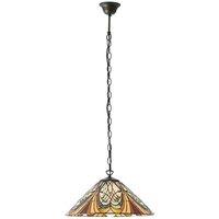 Loops Tiffany Glass Hanging Ceiling Pendant Light Bronze Chain Down Lamp Shade i00121 in Clear