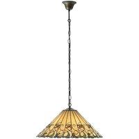 Loops Tiffany Glass Hanging Ceiling Pendant Light Bronze & Amber Floral Shade i00127 in Clear