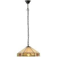 Loops Tiffany Glass Hanging Ceiling Pendant Light Bronze & Amber Art Deco Shade i00146 in Clear