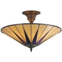 Loops Tiffany Glass Hanging Ceiling Pendant Light Dark Bronze 3 Lamp Shade i00159 in Clear