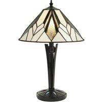 Loops Small Tiffany Glass Table Lamp - Art Deco Style - Requires 40W E14 Golf Bulb LED in Clear