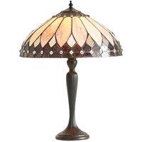 Loops Tiffany Glass Table Lamp Light Dark Bronze & Rich Cream Art Deco Shade i00178 in Clear