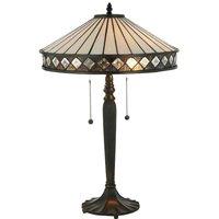 Loops Dark Bronze Table Lamp - Diamond Shaped Detailling - 2 x 60W E27 GLS Required