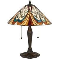 Loops Tiffany Glass LED Table Lamp - French Style Design - Dark Bronze Finish - Medium in Clear