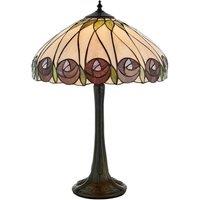 Loops Tiffany Glass Table Lamp Light Dark Bronze & Mackintosh Red Rose Shade i00205 in Clear