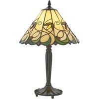 Loops Small Tiffany Glass LED Table Lamp - Floral Design - Dark Bronze Finish in Clear