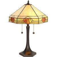 Loops Medium Tiffany Glass Table Lamp - Art Deco Design - Dark Bronze Finish in Clear
