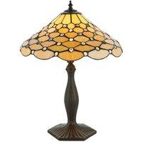 Loops Tiffany Glass Table Lamp Light Dark Bronze & Rich Cream Geometric Shade i00226 in Clear