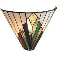 Loops Tiffany Glass Wall Light Cream & Iridescent Black Shade Interior Sconce i00238
