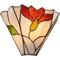 Loops Tiffany Glass Floral Design Wall Light - Dark Bronze Effect - Dimmable LED Lamp in Clear