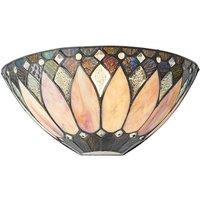 Loops Tiffany Glass Wall Light Cream & Textured Deco Shade Interior Sconce i00241 in Clear