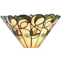 Loops Tiffany Glass Floral Design Wall Light - Matt Black Steel - Dimmable LED Lamp